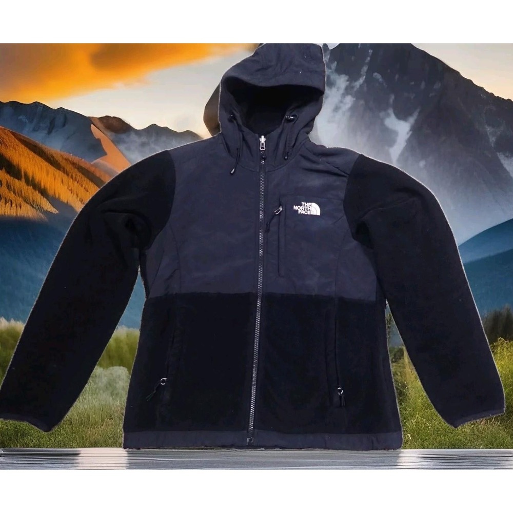 The North Face Denali Fleece Hoodie Womens Small Black Excellent Polartec Jacket